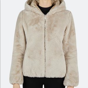 Save The Duck Hooded Jacket reversible super soft faux fur puffer coat Vegan